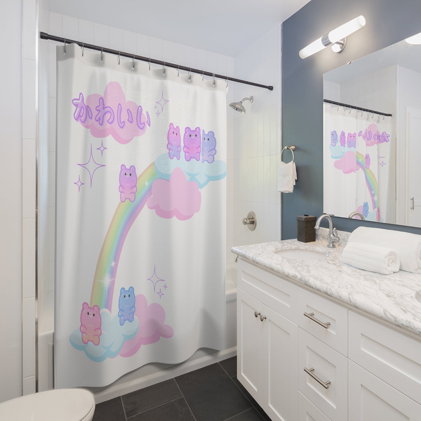 Happy Cloud Bears Design - Shower Curtain