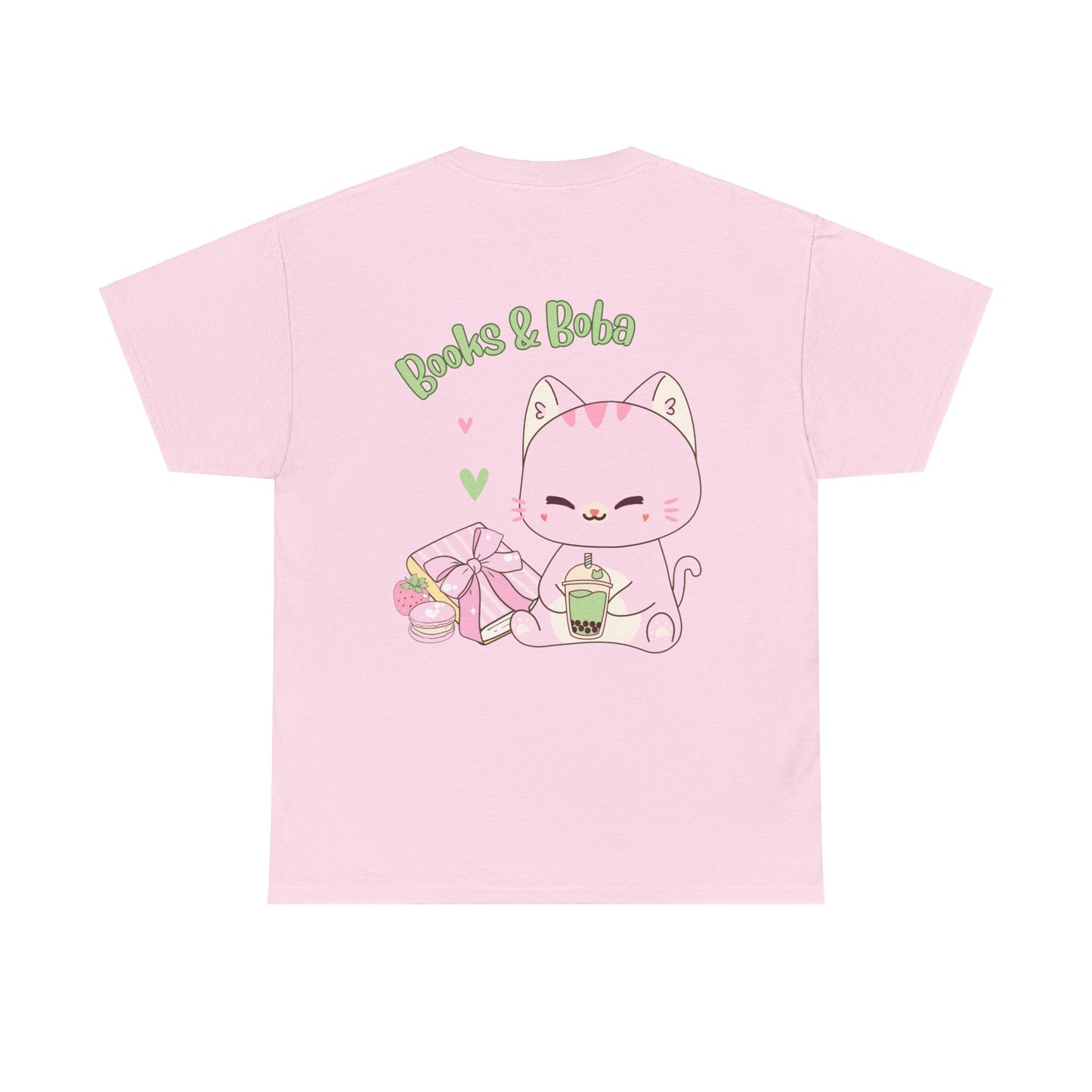 Books and Boba Kawaii Cat Design Unisex Tee